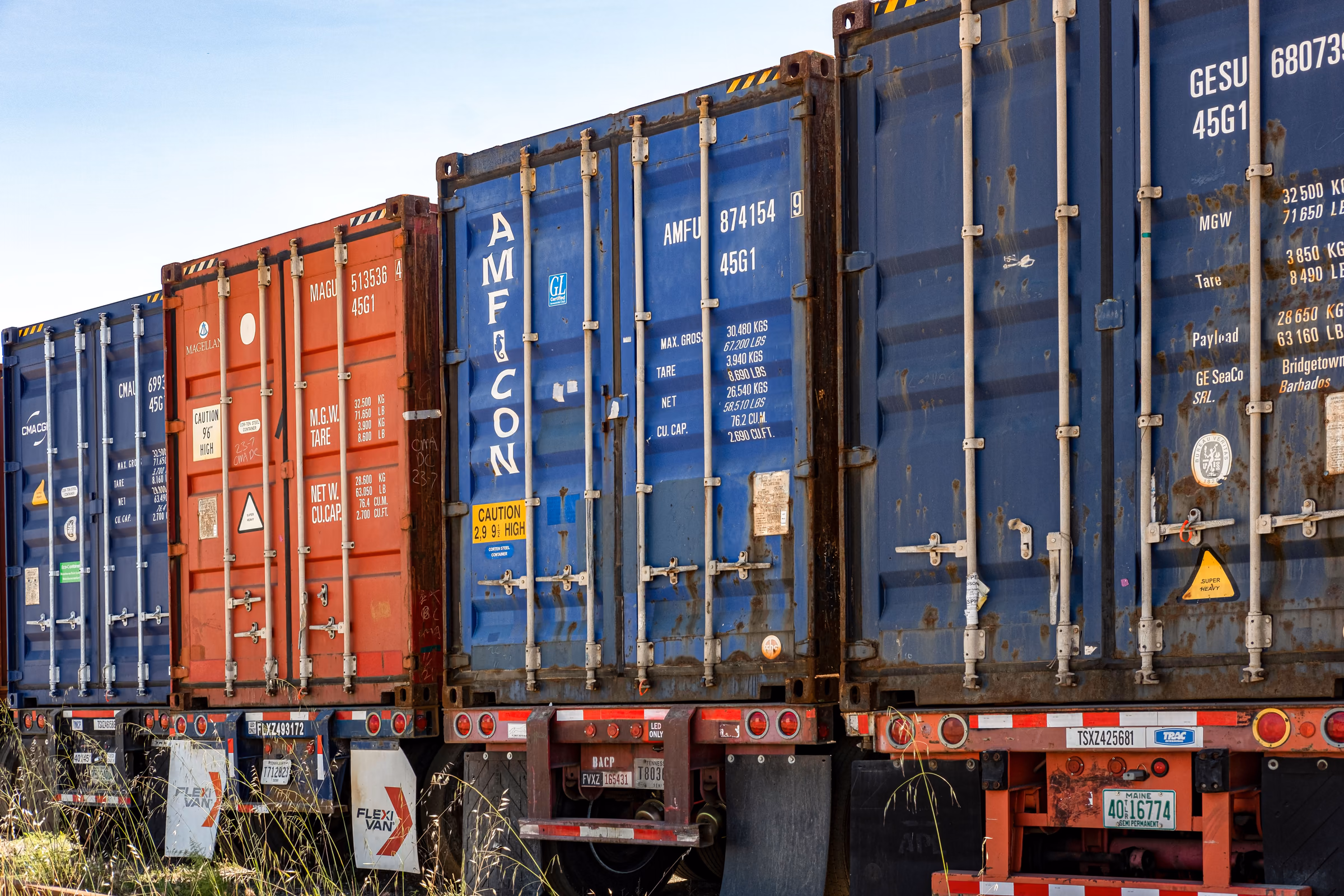 Freight containers ready for inland transport